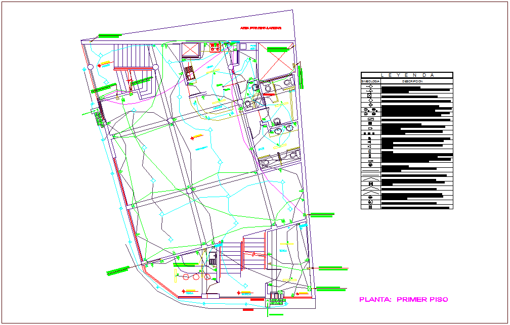 Electrical installation first floor plan of commercial building dwg file