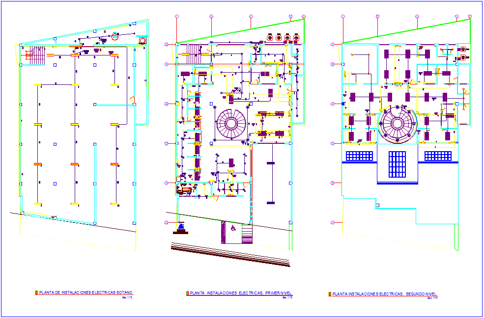 Electrical installation floor plan of bank dwg file