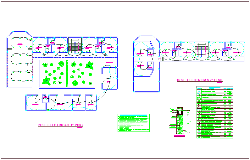 Electrical installation floor plan of community center dwg file