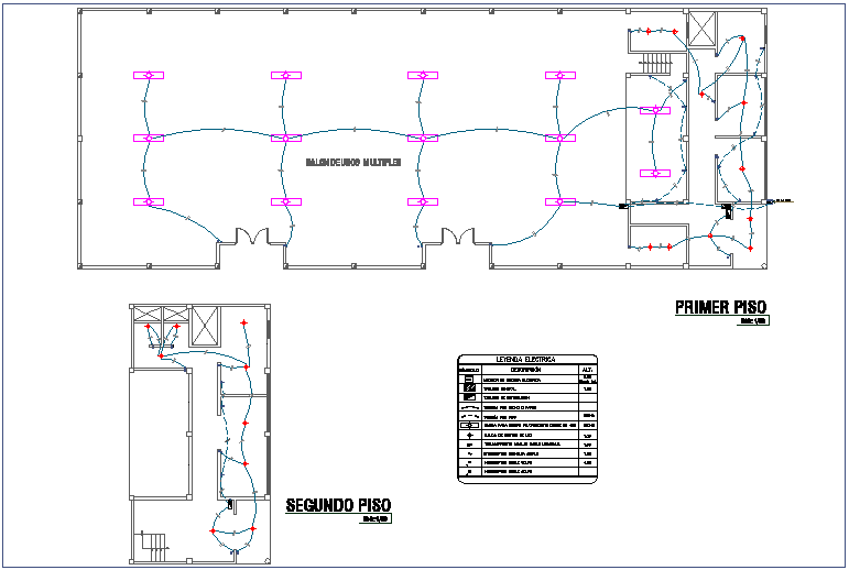 Electrical installation floor plan of community center dwg file