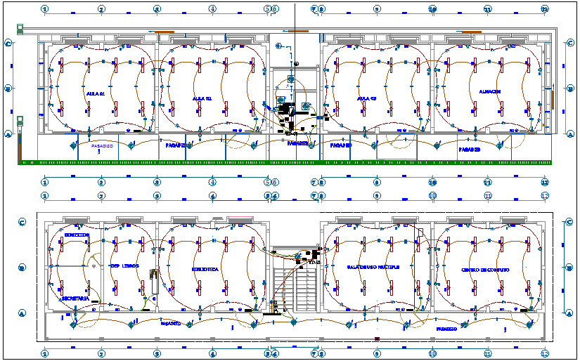 Electrical installation floor plan of school dwg file