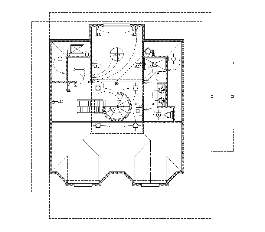 Electrical installation of a building detail 2d view layout autocad file