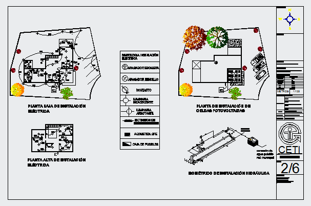 Electrical installation of three level building design drawing