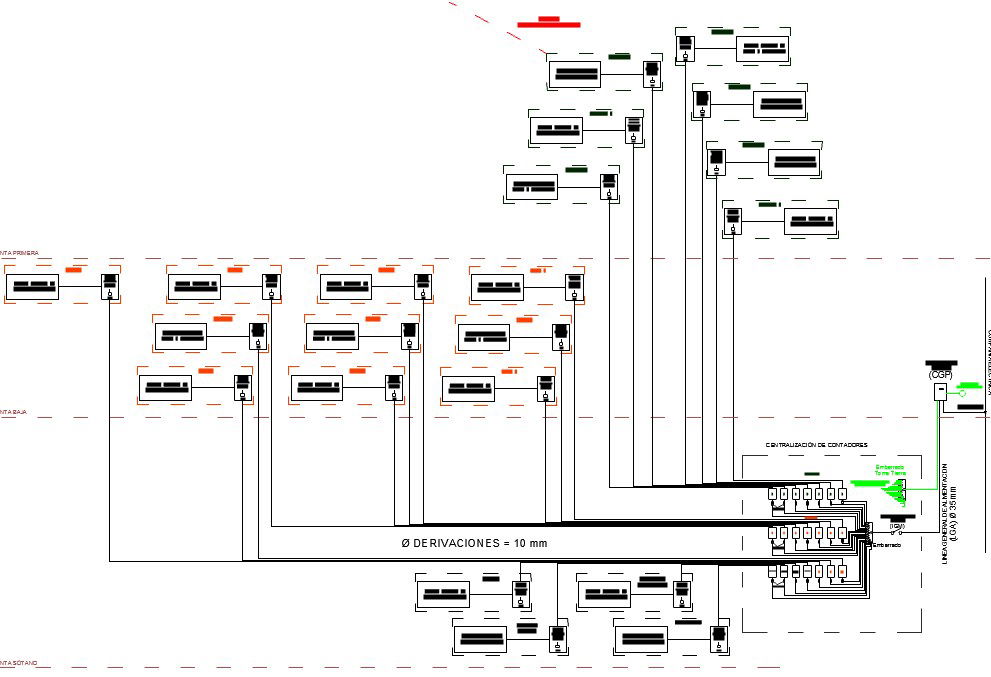 Electrical installation plan for family residence dwg file