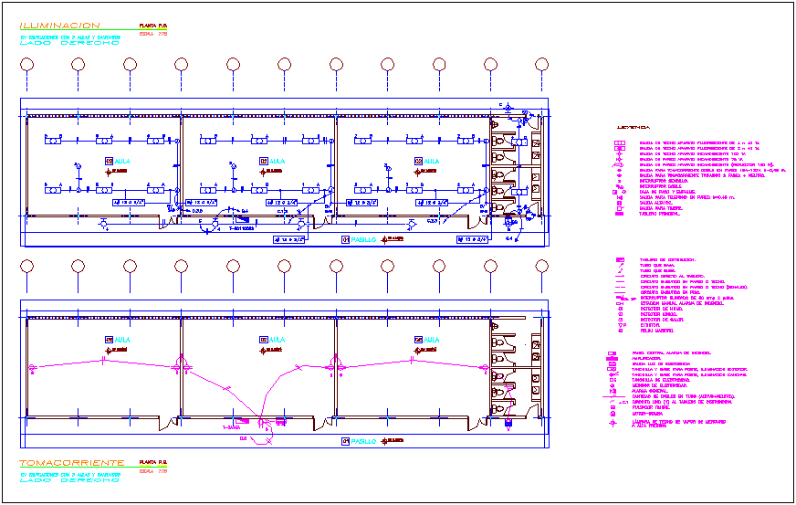 Electrical installation plan of classroom dwg file