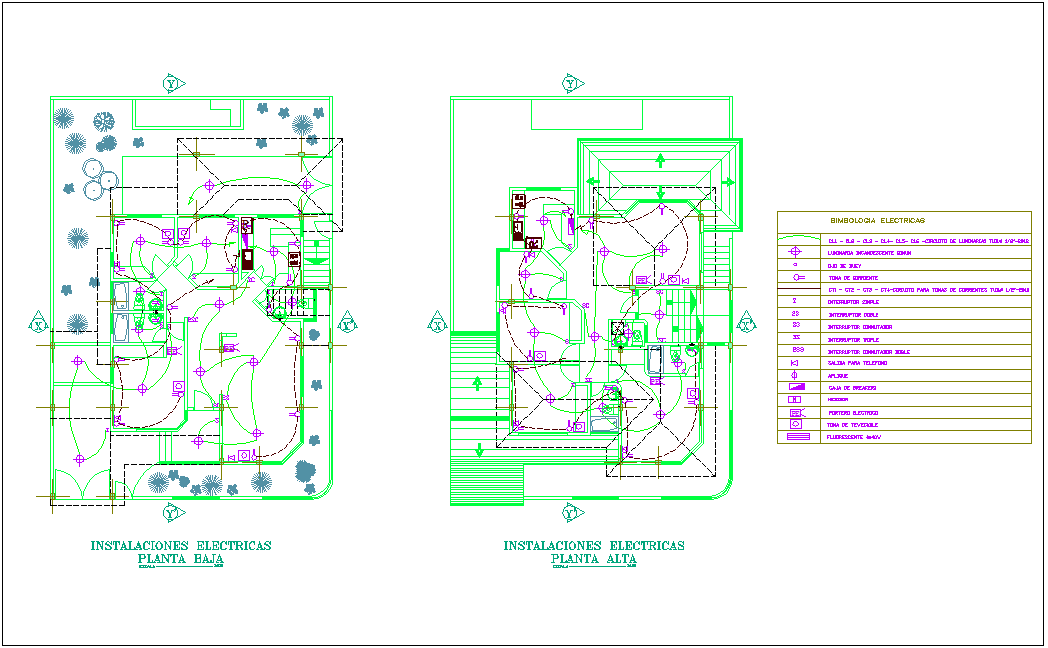 Electrical installation plan of duplex house dwg file