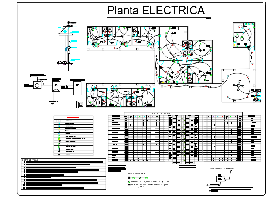 Electrical installation plan of family residence area dwg file