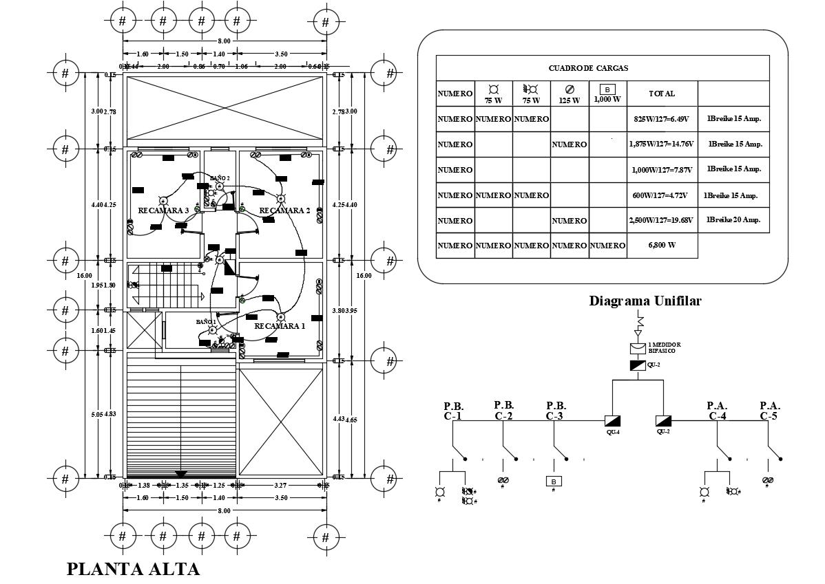 Electrical installation plan of house dwg file