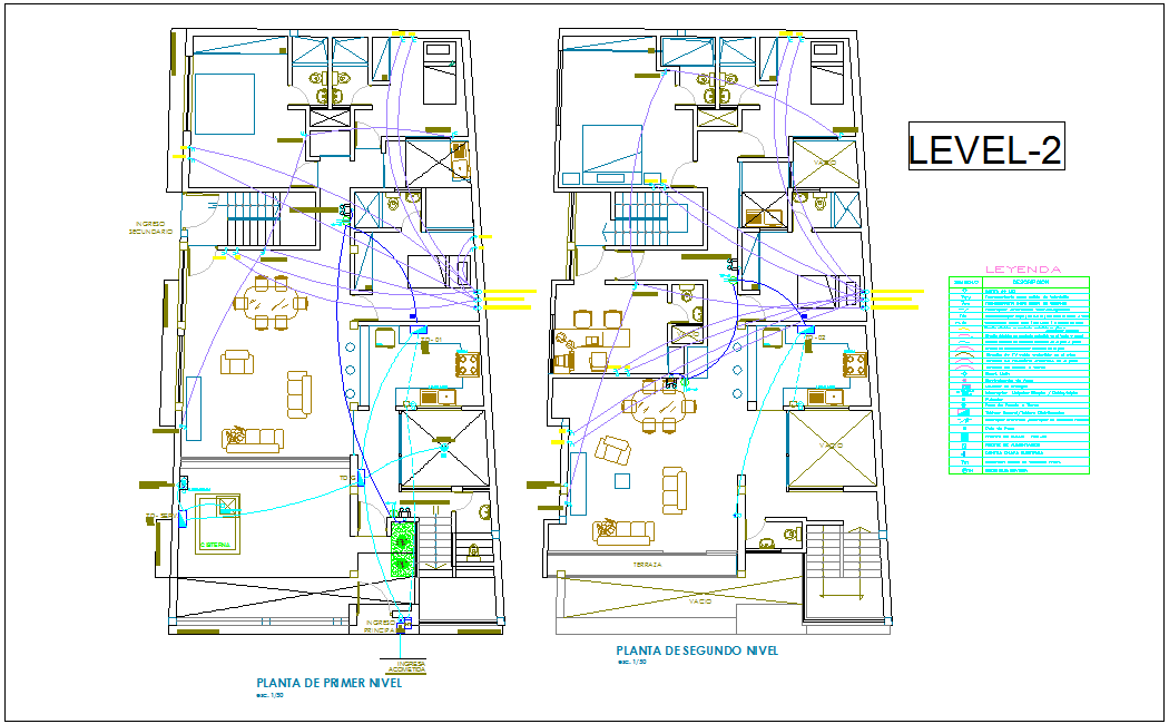 Electrical installation plan of house for second level dwg file