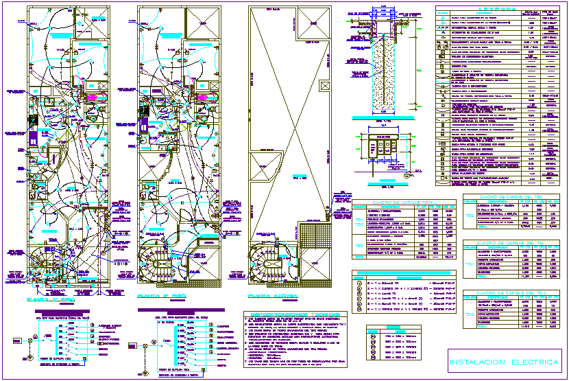 Electrical installation plan of housing area dwg file