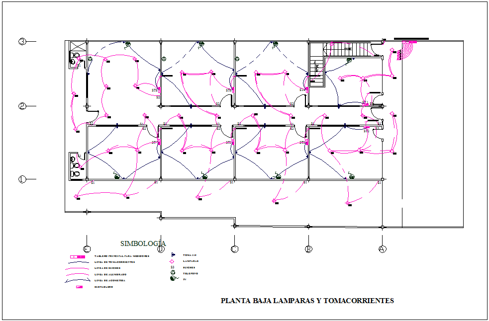 Electrical installation plan of housing dwg file