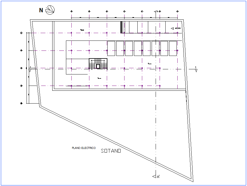 Electrical installation plan of office basement dwg file