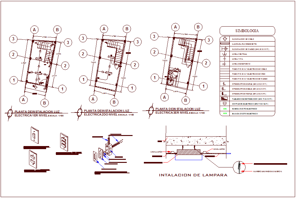 Electrical installation plan of office dwg file