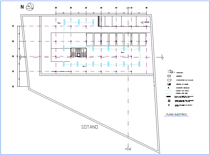 Electrical installation plan of office for basement dwg file