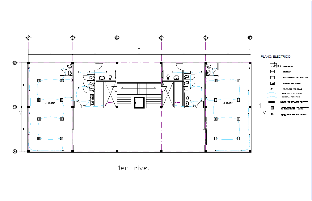 Electrical installation plan of office for first floor plan dwg file