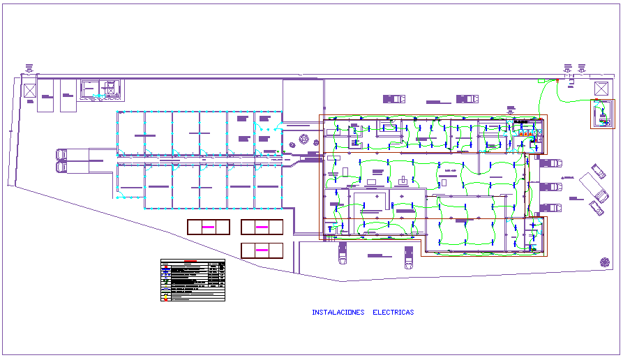Electrical installation plan with its legend for plant of leather dwg file