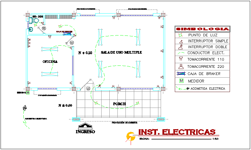 Electrical Installation View in Office Building DWG File