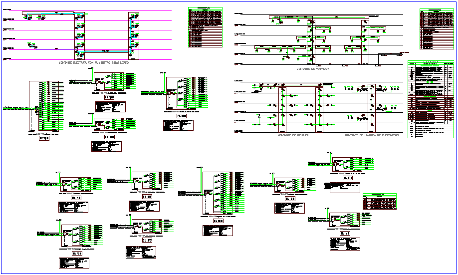 Electrical installation view of hospital with electrical legend dwg file