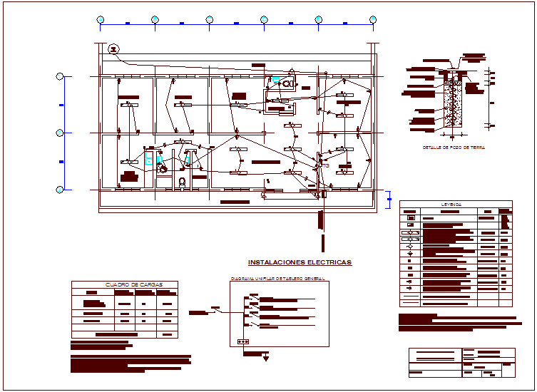 Electrical installation view of rural medical area dwg file
