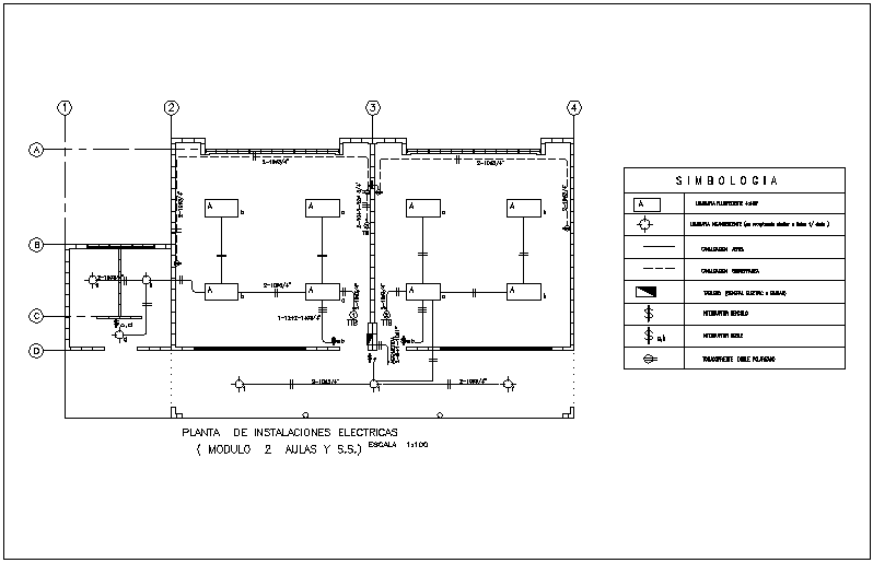 Electrical installation view with its legend for community home dwg file