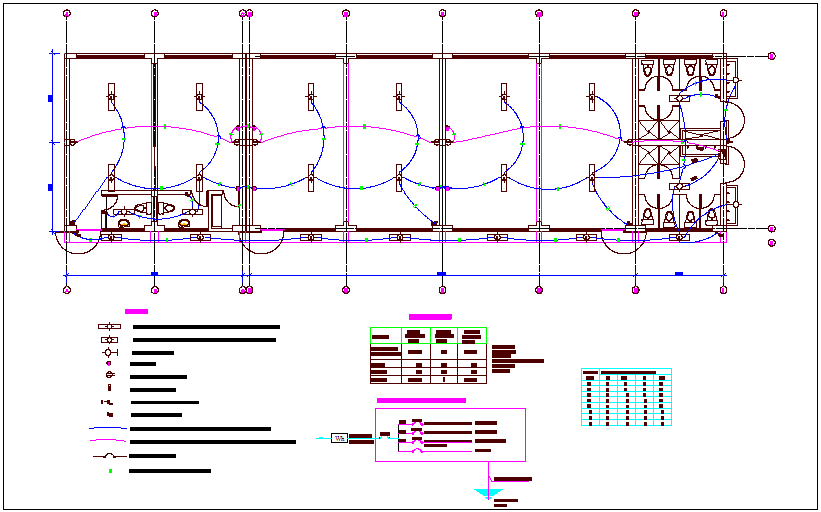 Classroom Electrical Installation View with Legend DWG File