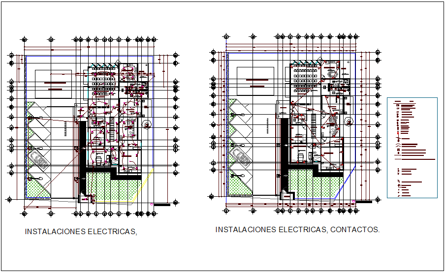 Electrical installation with its legend for clinic dwg file