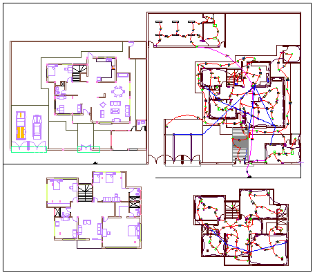 Electrical installations of single family house design drawing