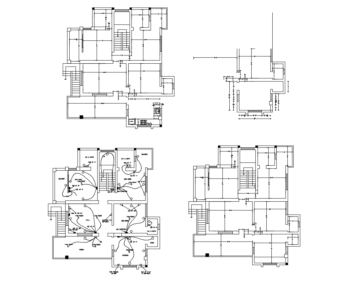 Electrical layout of the residential house in dwg file