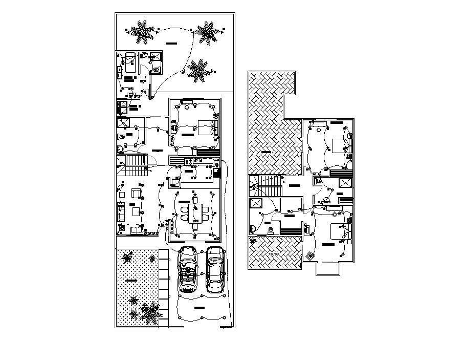 Electrical layout plan details of single family house dwg file