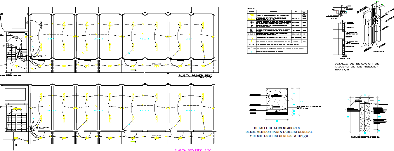 Electrical layout plan of a school dwg file
