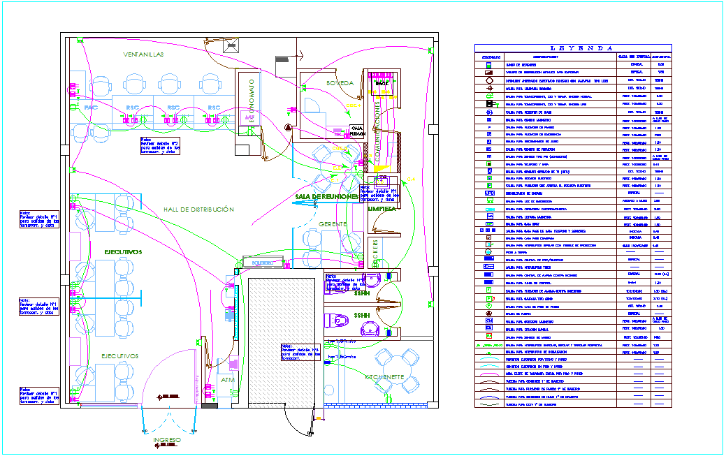Electrical outlet and force view for IIEE office area with dwg file