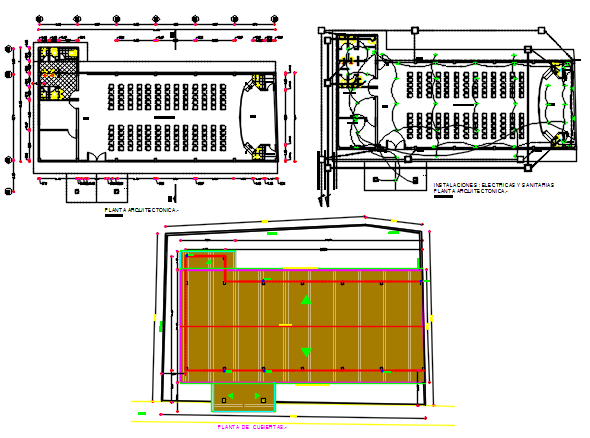Electrical plan and commercial roof working plan detail dwg file