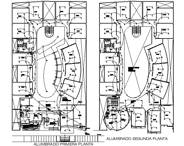 Electrical plan layout detail view of school structure dwg file