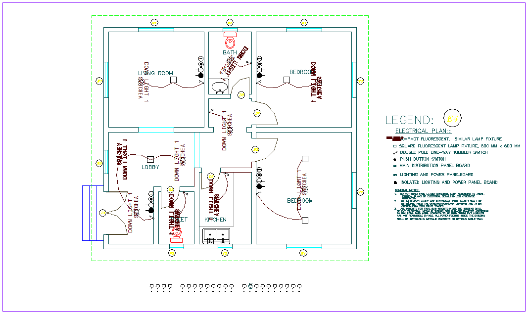 Electrical plan of area of industrial plant dwg file