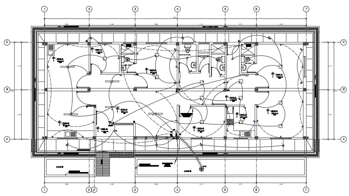 Electrical plan of a hospital in autocad