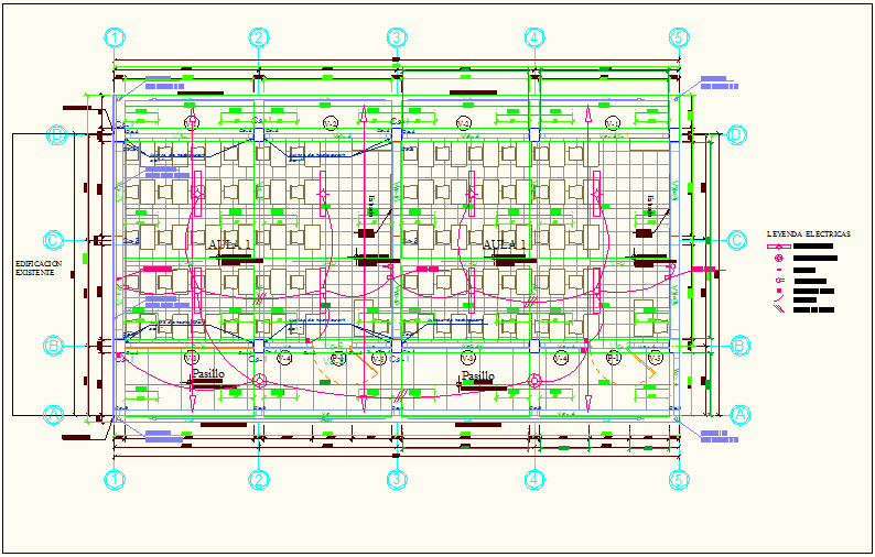 Classroom Electrical Plan with Legend Layout in DWG File
