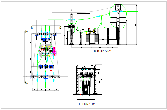 Electrical tower detail plan and section detail dwg file