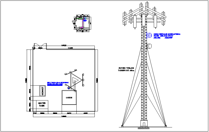 Electrical view for 0.6 MW antenna tower dwg file  