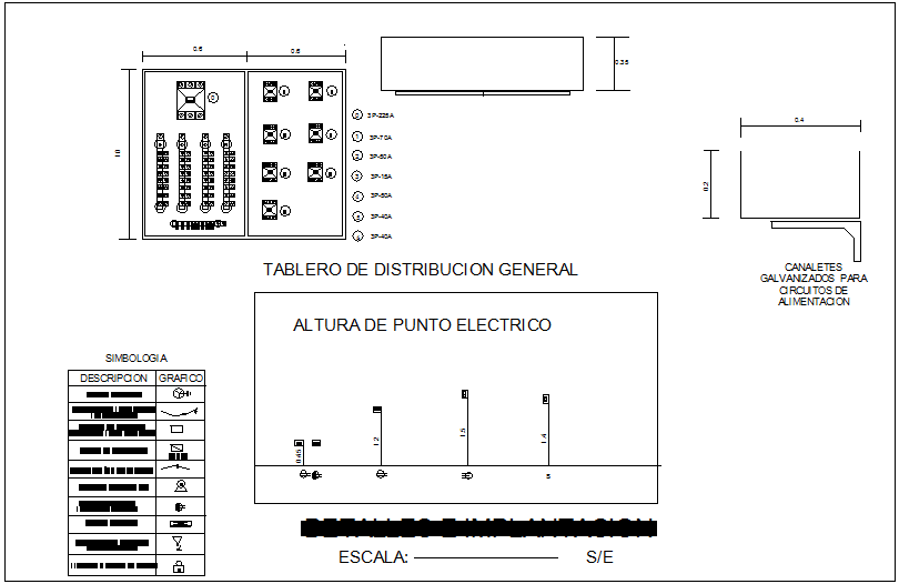 Electrical view with detail and its implementation dwg file