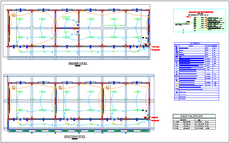 Electrical view with its legend for educational center dwg file
