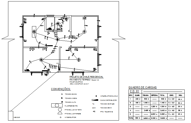 Electrical wooden house in brazil detail dwg file