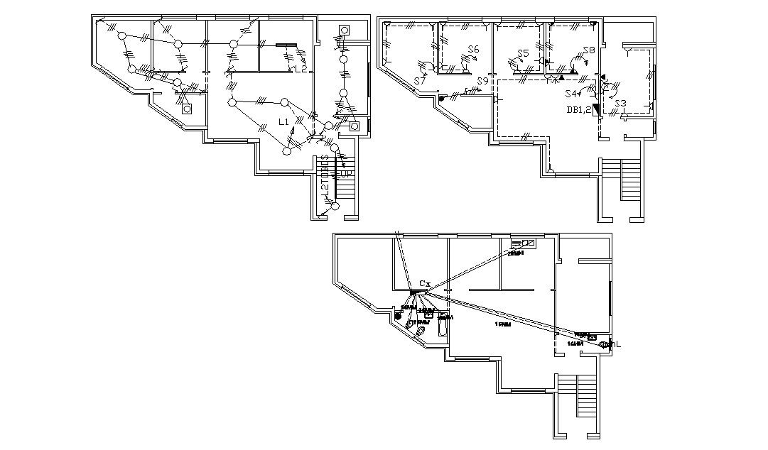 Electrical And Plumbing Design Of Huge Bungalow DWG File