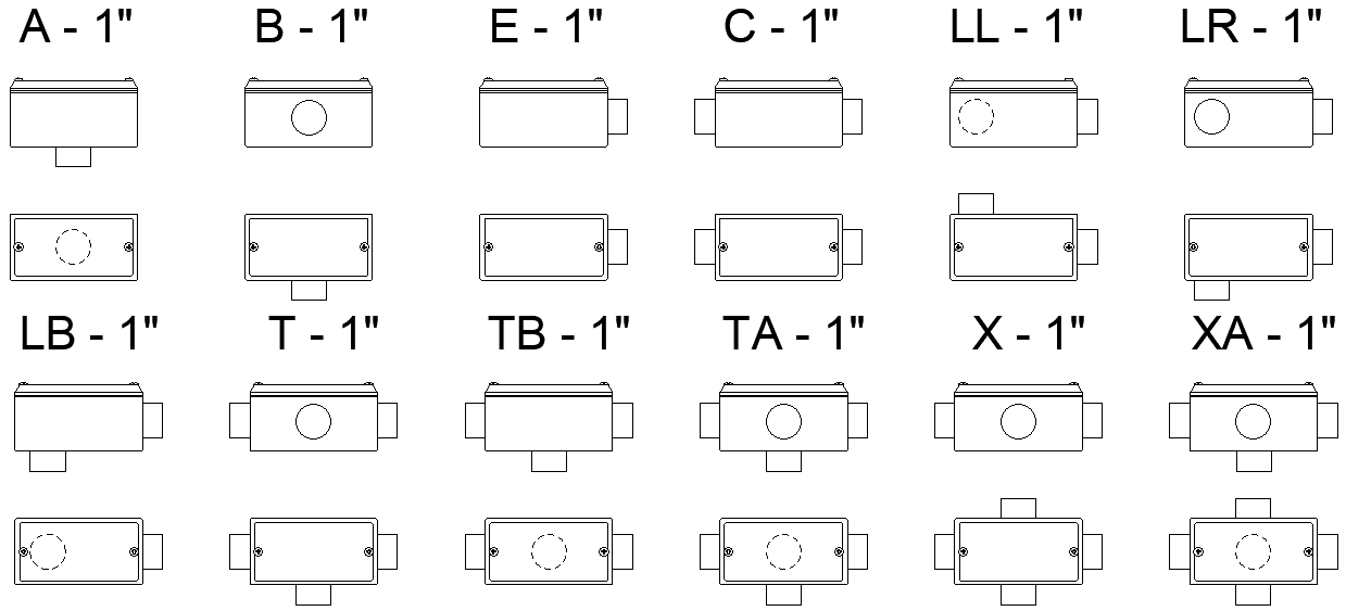 Electrical Junction Boxes Design with Various Types AutoCAD DWG File