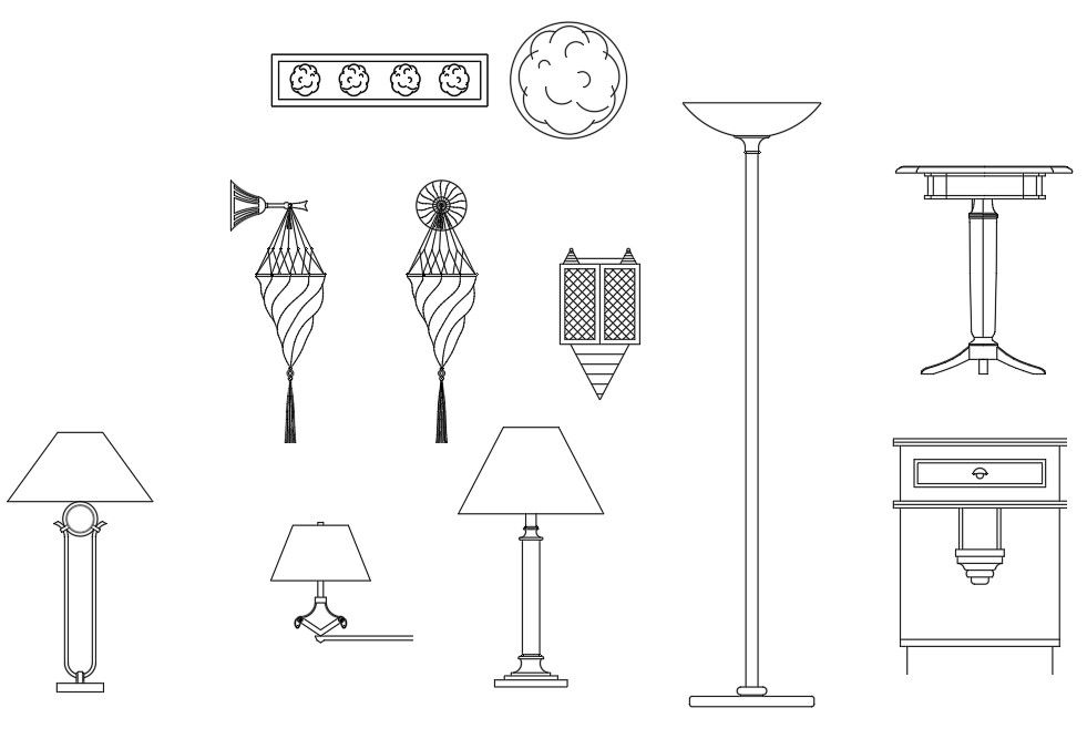 Electrical Lamp Light Free CAD Blocks DWG File