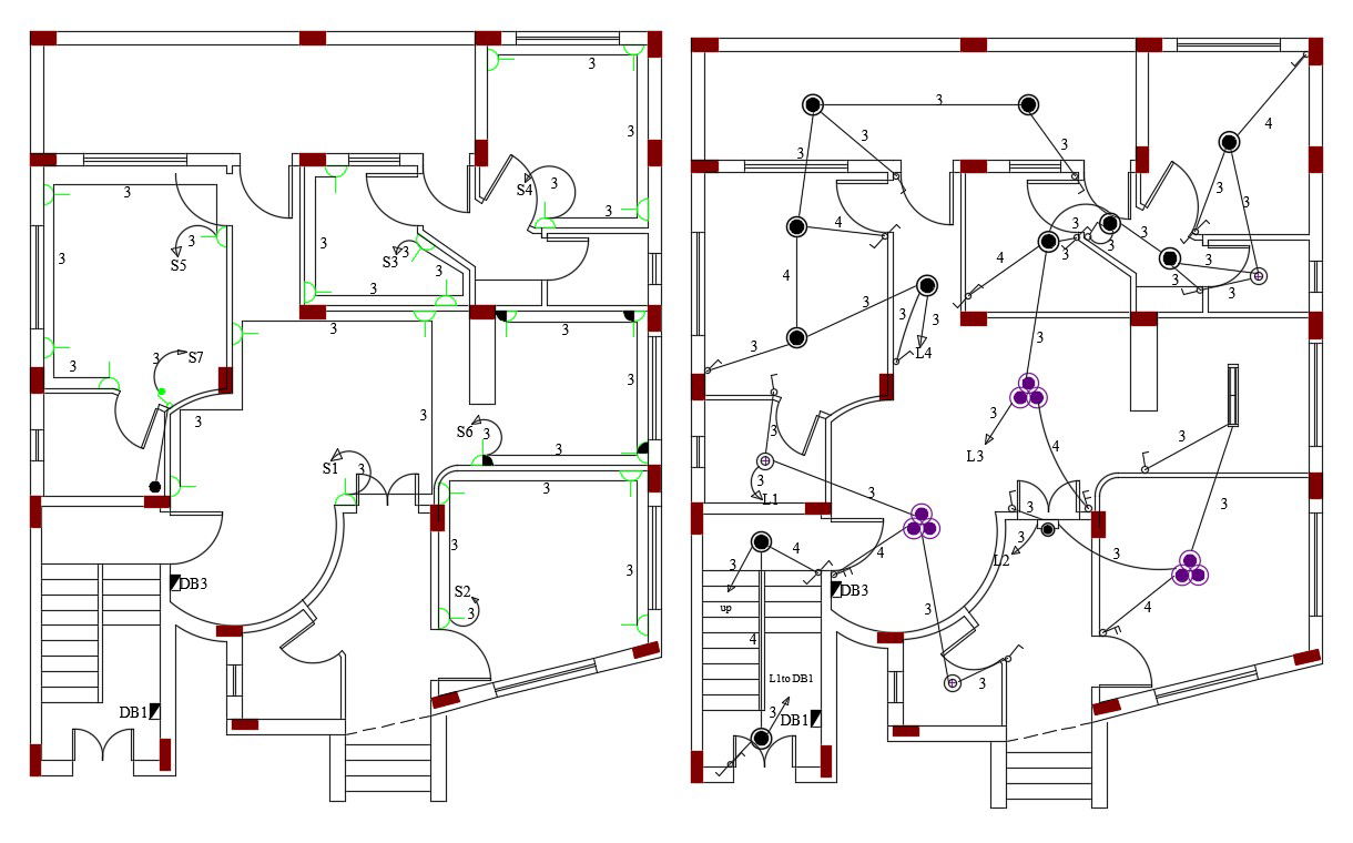 Electrical Layout Plan Of Modern House AutoCAD File