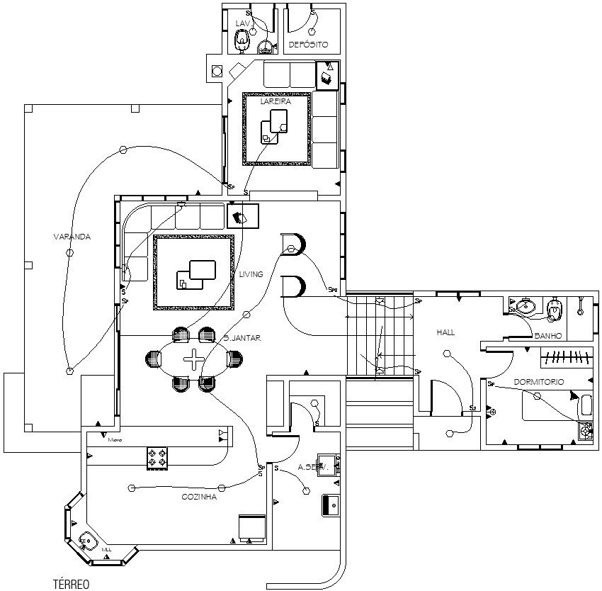 Electrical Layout of a house with detailing.