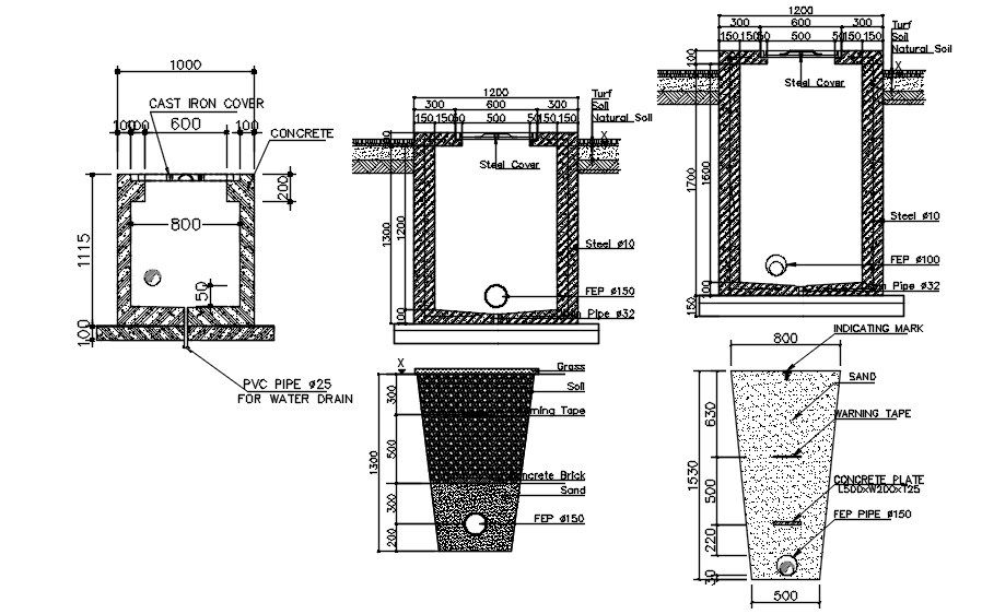 Electrical Manhole Design in AutoCAD 2D Drawing DWG File