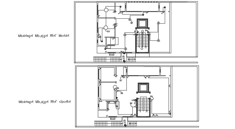 Electrical Plan Of Ground And First Apartment Plan AutoCAD File