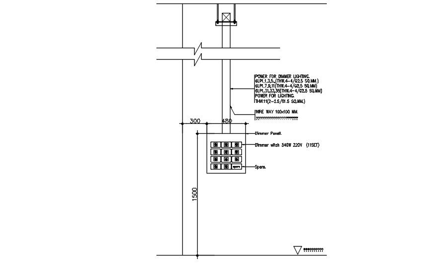 Electrical drimmer panel section details are given in this AutoCAD 2D DWG drawing. Download the AutoCAD 2D DWG file.