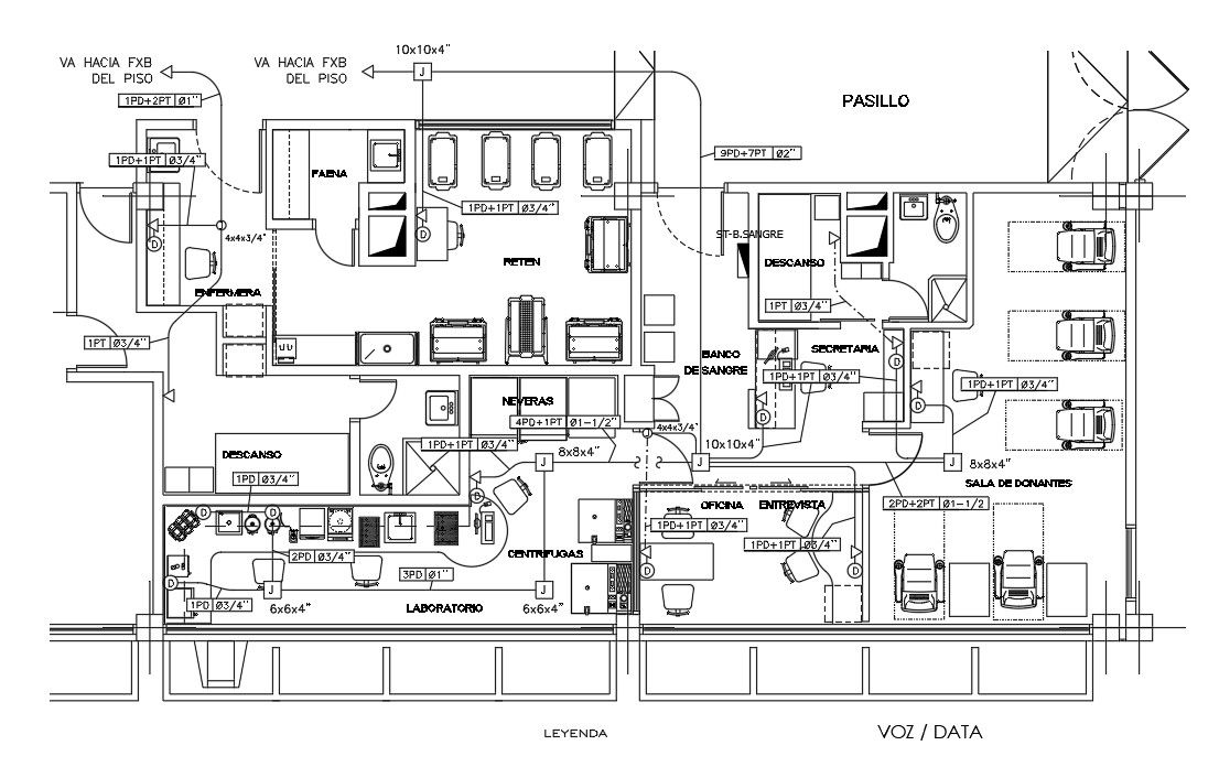 15x7m Hospital Blood Bank Electrical Layout in CAD File